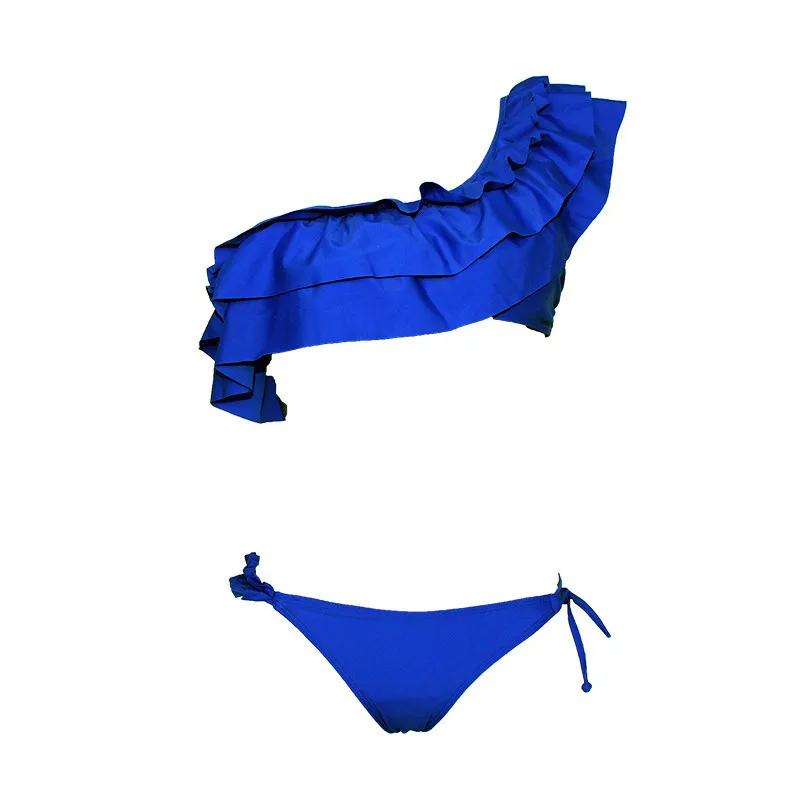 2019 сексуальный женский купальник в виде листьев лотоса с оборками с низкой талией на бретелях бикини из двух частей купальный костюм