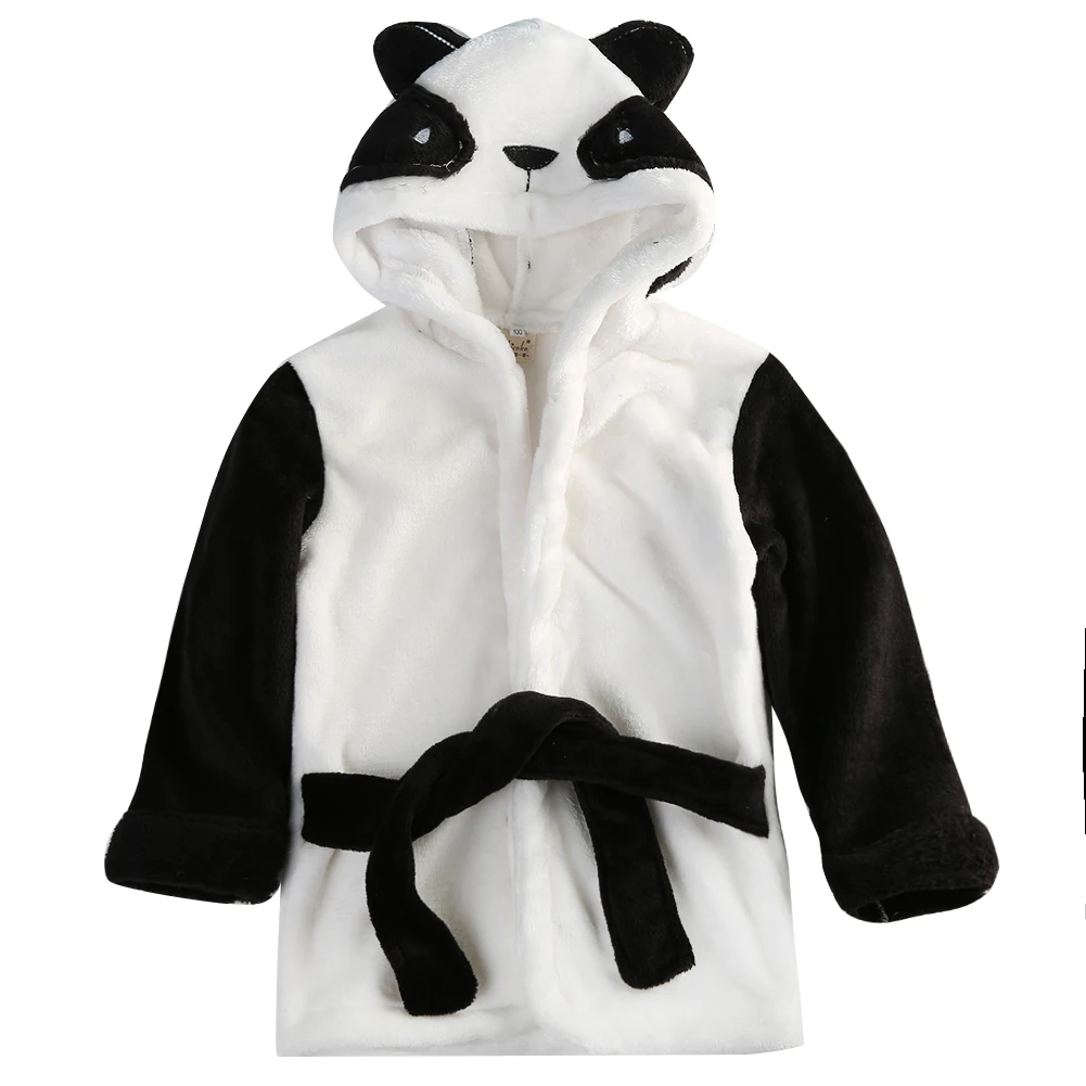 Лидер продаж года; банный халат с капюшоном и рисунком животных для маленьких мальчиков и девочек; Банное полотенце; махровый купальный Халат - Цвет: Black Panda 90