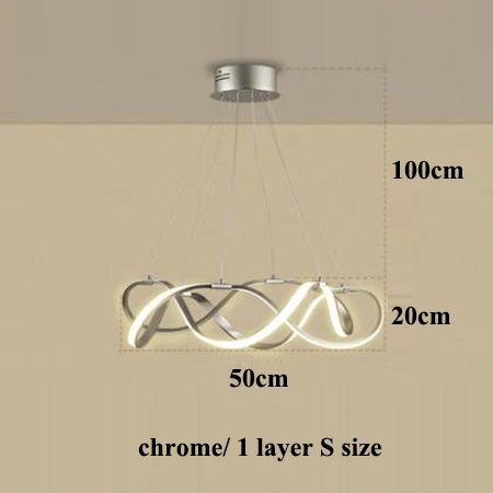 Современный Диммируемый светодиодный светильник-люстра из алюминия для гостиной, светодиодные подвесные люстры, лампа для столовой, светодиодный подвесной светильник, светильники - Цвет абажура: chrome 50cm 1 layer