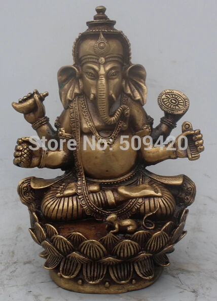 

18CM Chinese Tibetan Bronze Elephant Ganesh Mammon Lord Ganesha Buddha Statue