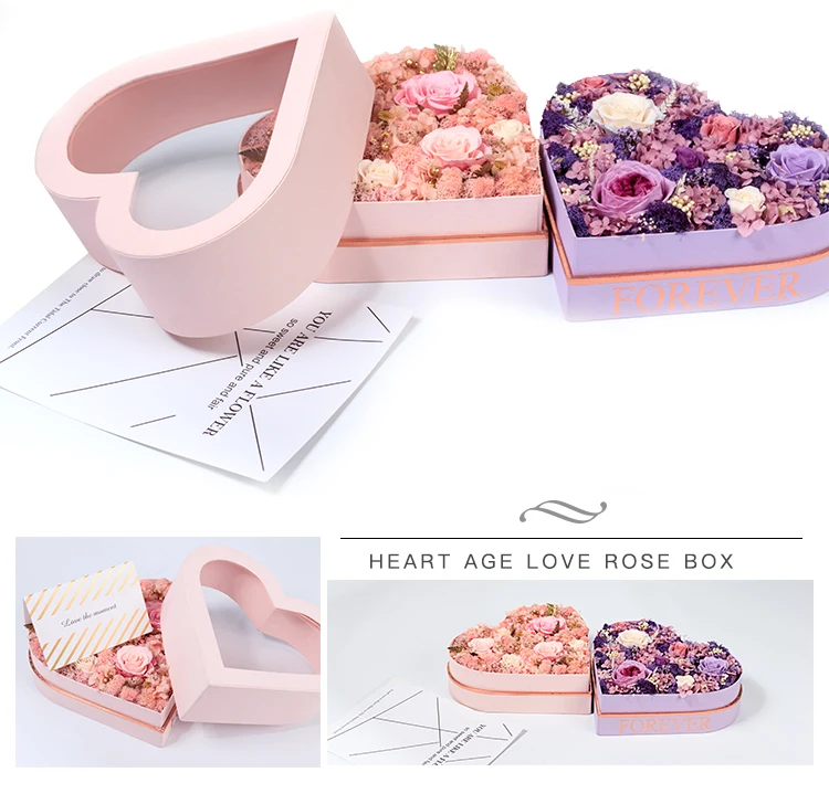 27x13 см розовая Золотая окантовка модная Цветочная коробка в форме сердца, Роза упаковочная Цветочная коробка