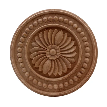 

VZLX Practical Boutique Rubber Carved Onlay Applique Unpainted Furniture for Home Door Cabinet Decoration Wood Color Figurine