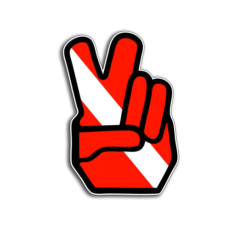

Scuba Diver Down Peace Sign Hang Loose Symbol Sticker Dive Flag Cup Car Window Bumper Decal