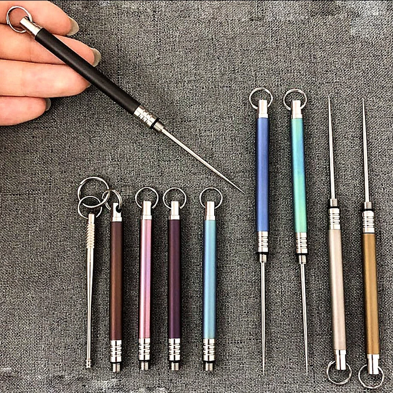 Multifunctional Metal Titanium Portable Reusable Pocket Toothpicks Keychain for Outdoor Travel Picnic Camping matches fire starter 10 000 lighted kerosene lighter keychain pendant multifunctional outdoor