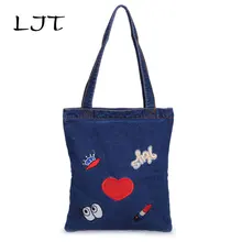 LJT ковбойская сумка вышивка сумка на плечо студенческие экологические сумки для покупок складные многоразовые продуктовые повседневные пляжная сумка-тоут