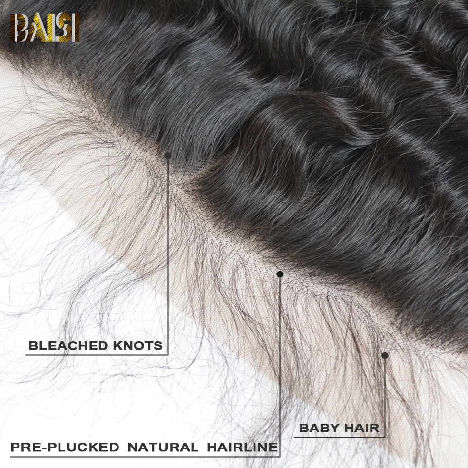 BAISI Бразильский Натуральный волнистый девственные волосы прозрачные кружева фронтальные предварительно сорванные натуральные волосы человеческие волосы