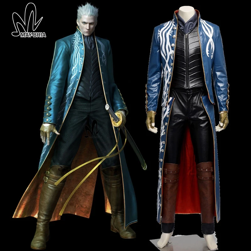 

Halloween costume for adult Vergil Cosplay Costume Devil May Cry iii 3 Vergil costume Cosplay Vergil leather suit custom made