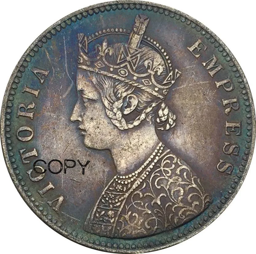 

Индийские Монеты 1886 Victoria Queen латунная Посеребренная копия монеты и может сделать различные цвета и стиль хорошее качество
