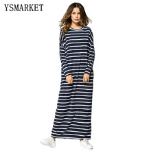 YSMARKET Womens clothes striped dresses round neck full sleeve clothing for women dresses arab dresses abaya E5232