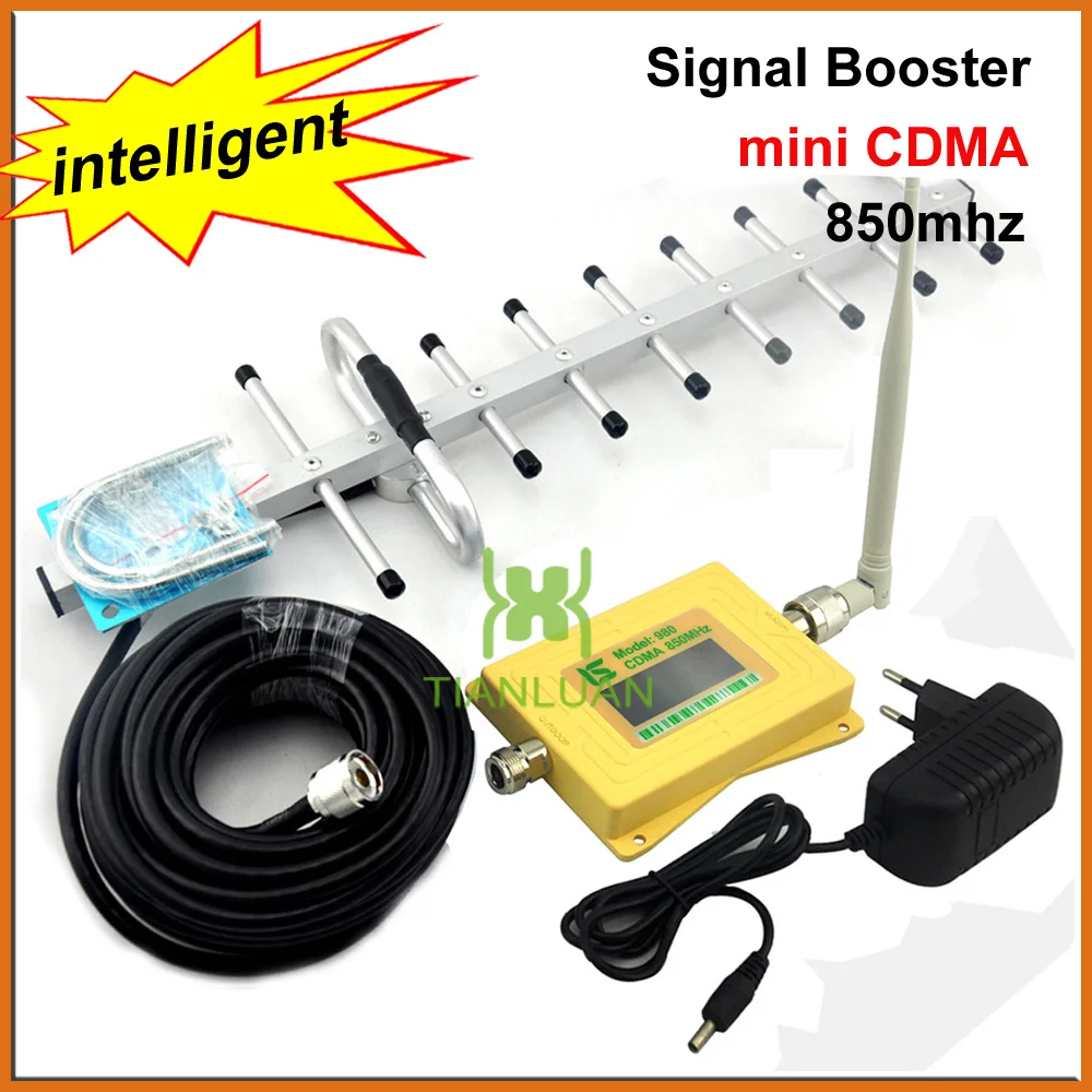 

Intelligent CDMA 850mhz Signal Booster 800mhz Cell phone Signal Repeater CDMA980 Amplifier + Whip / Yagi Antenna with 10m cable