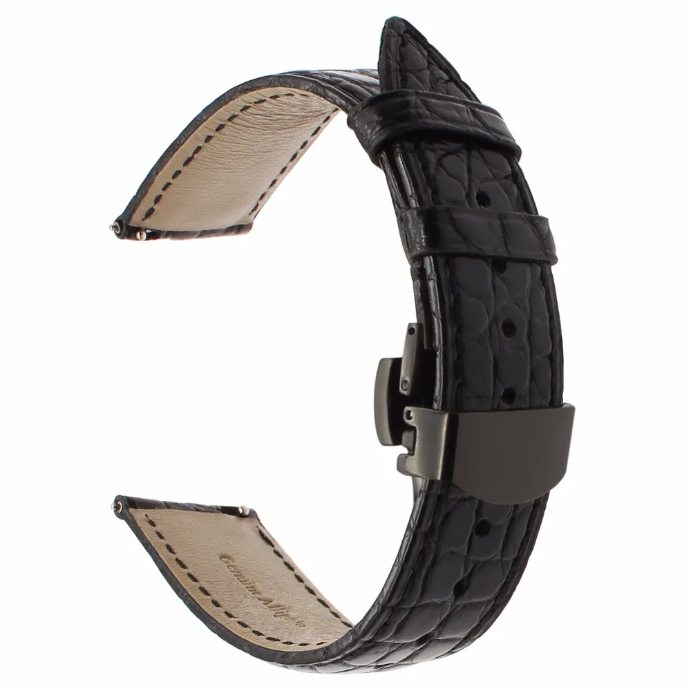 Ремешок из натуральной кожи аллигатора для часов Diesel Fossil Timex Armani CK DW