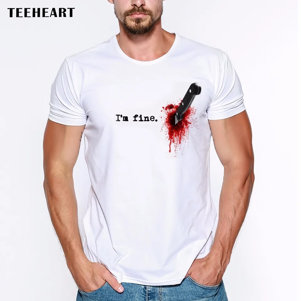 

2019 newest design Cool summer short sleeve men's funny t-shirts tee fashion Get shot I am fine blood gift