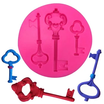Key silicone mold chocolate fondant cake decoration baking kitchen tools F0385