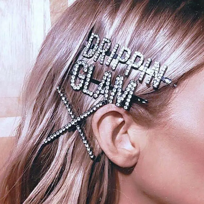 Hot Sale Women Girls Fashion Elegant letter shape with crystal Hair Clips alloy Hairpins Female Hair Styling Accessories F015 Hot Sale Women Girls Fashion Elegant letter shape with crystal Hair Clips alloy Hairpins Female Hair Styling Accessories F015