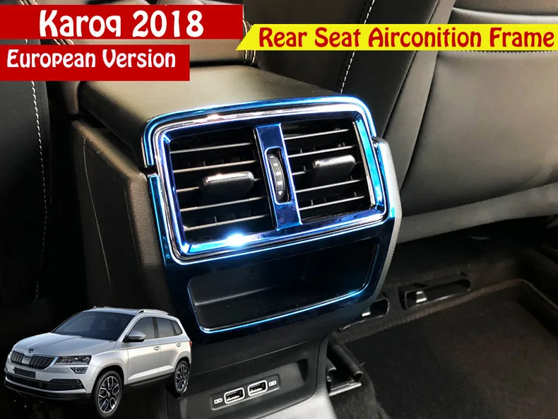 

Car Rear Console Air Conditioner Outlet Frame Cover Trim Car Stickers Car Styling 3Pcs/Set For Skoda Karoq 2017 2018