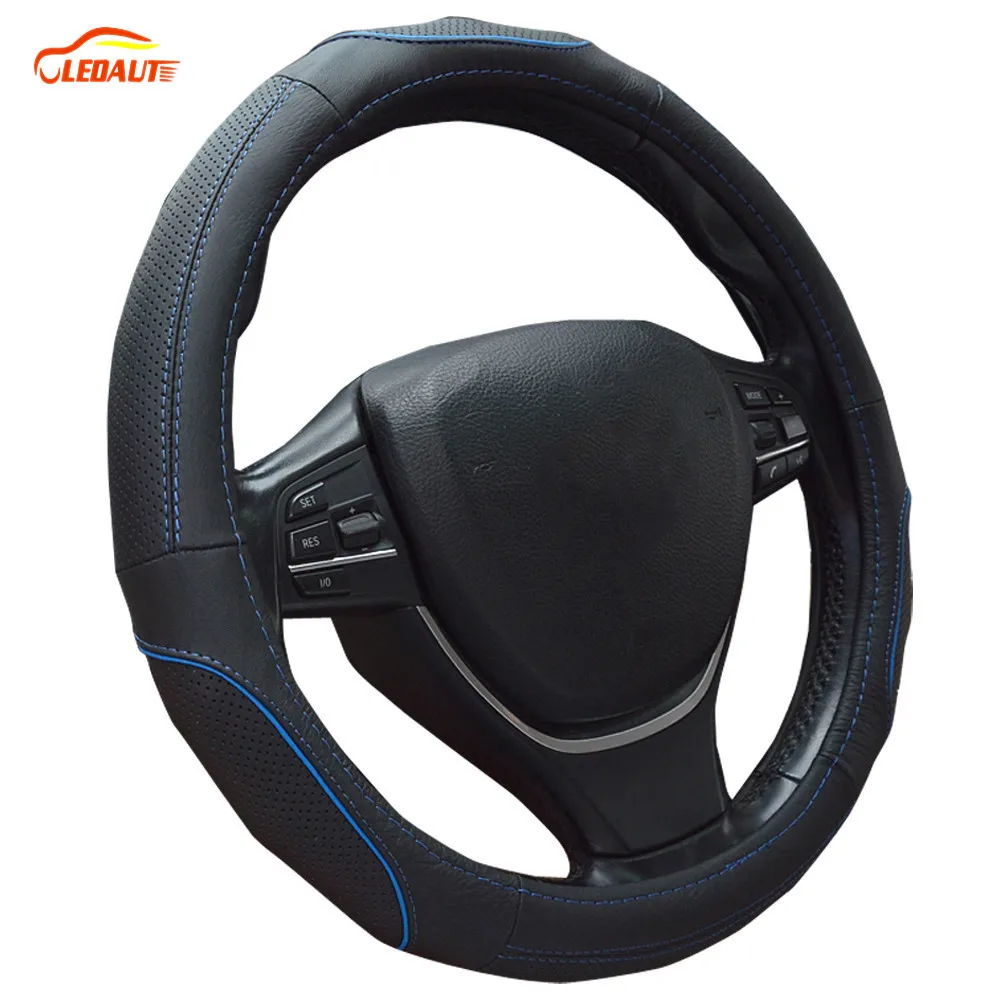 LEDAUT Genuine Leather Steering Wheel Cover Fit For BMW 3 Series 5