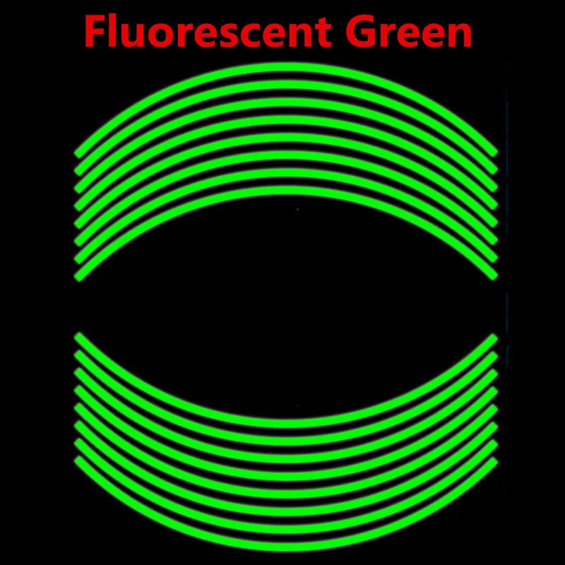 Наклейки на колеса мотоцикла светоотражающие полосы водонепроницаемый обод полоса лента скутер велосипед украшение шин для Kawasaki Honda Yamaha - Цвет: Fluorescent Green