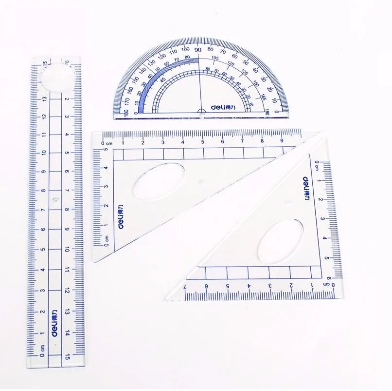 Многофункциональные комбинированные линейки треугольная линейка транспортир школьные канцелярские принадлежности; 4 линейки/Набор № 9597