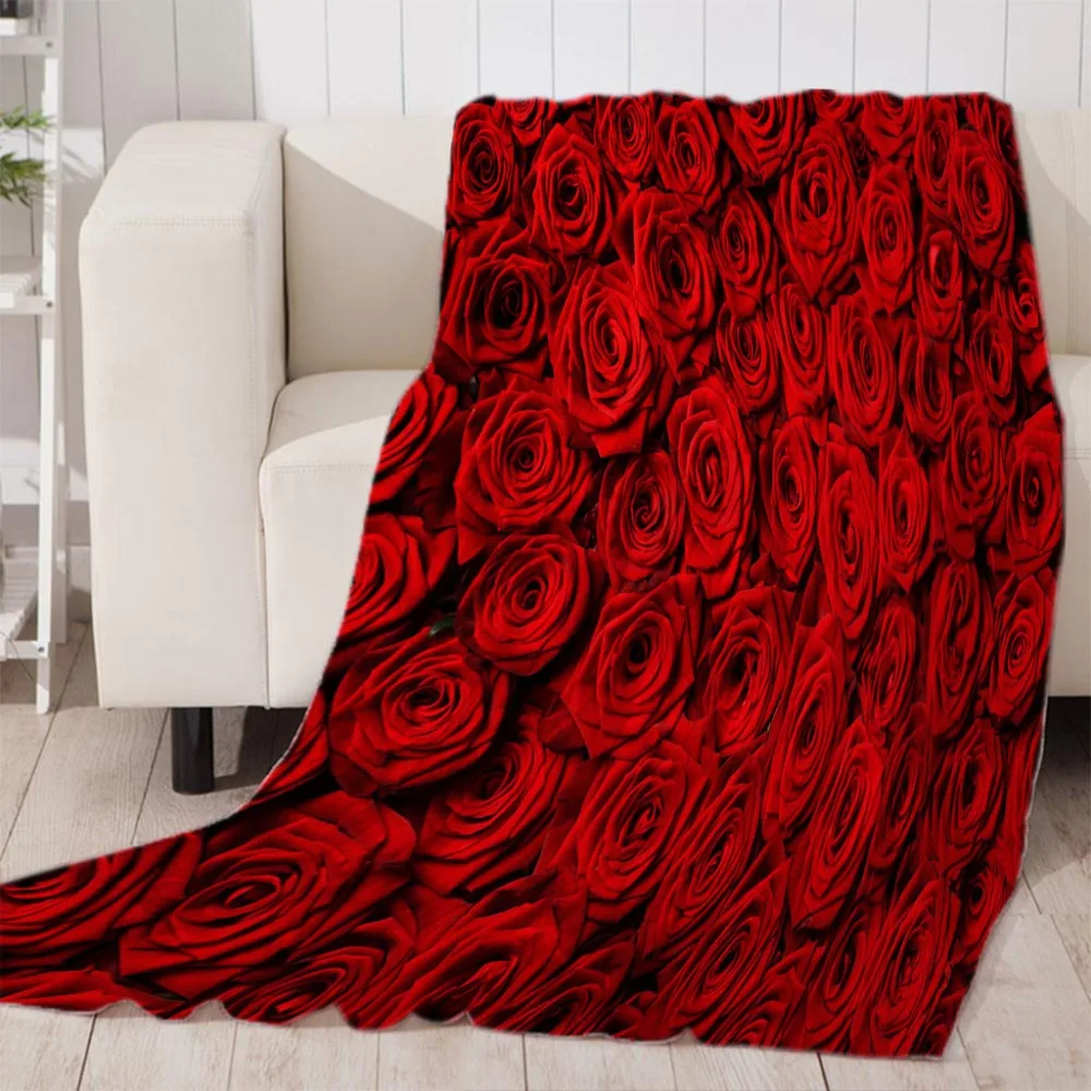 Red Rose Rectangle Super Soft Thicking Blanket for Wedding BeachTowel