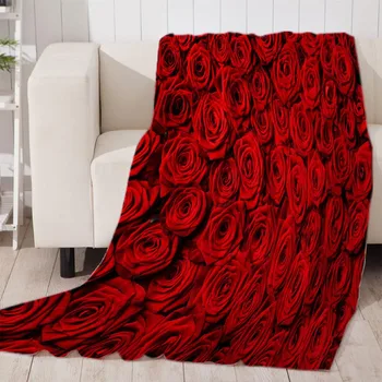 

Red Rose Rectangle Super Soft Thin Blanket for Wedding BeachTowel Blanket Throws bedsheet Travel Flat Sheet