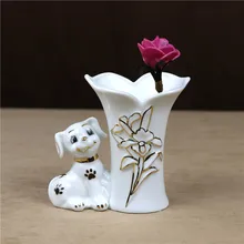 Творческий Фарфор щенок миниатюрная ваза декоративная керамика собака кувшин Zakka Книги по искусству и Craft орнамент украшения аксессуары