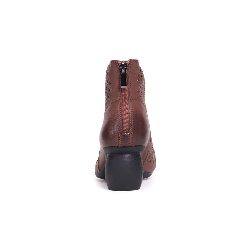 2019 Vintage Femmes Creux Cuir Hauts Brown Sandales Bottes Romaines Printemps Marque Xiangban Véritable Talons Red D'été DW29EHI
