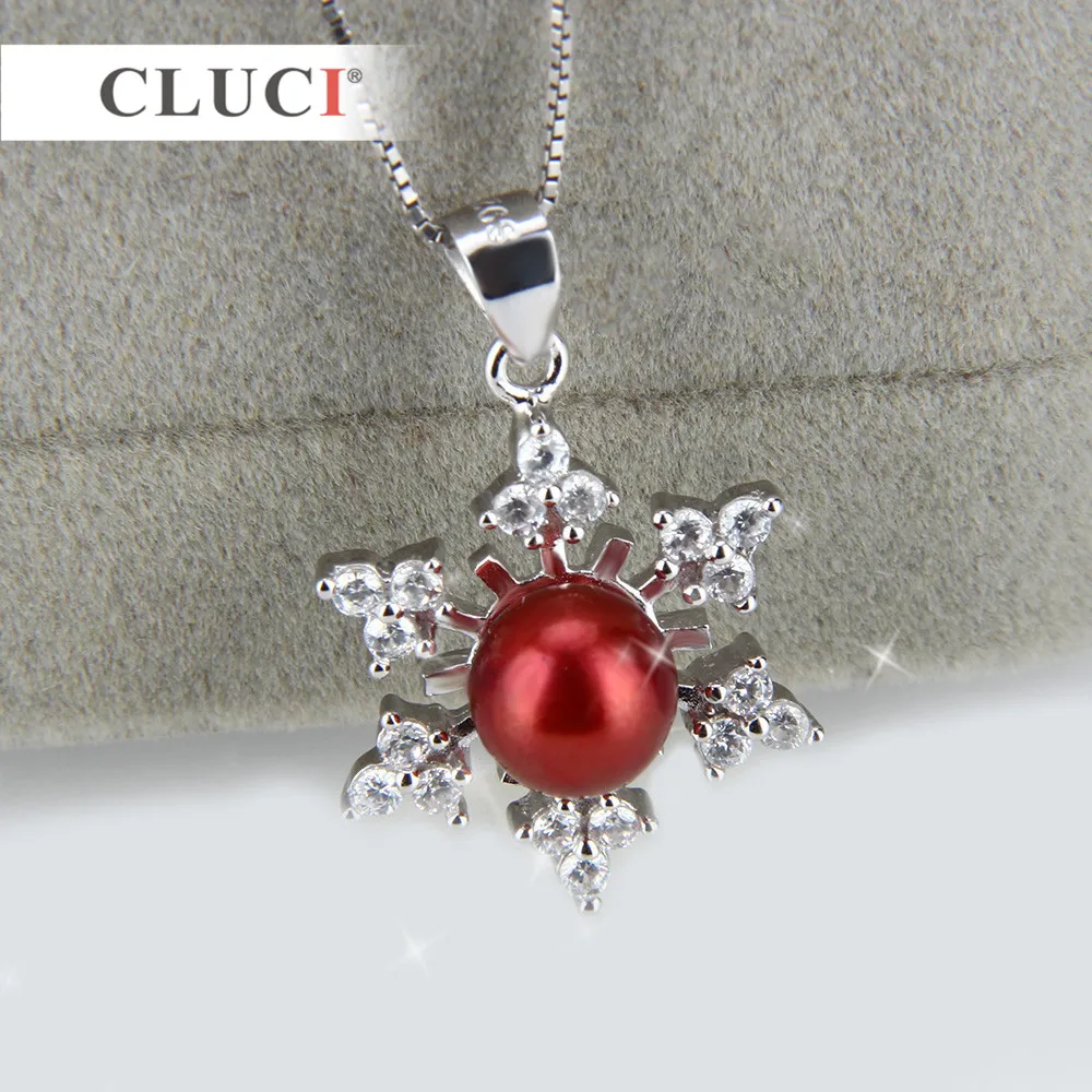 925 Sterling Silver Snowflake Shaped Pearl Pendant Mounting Silver 925 Charms Pendant Women Fine Jewelry CLUCI SP080SB