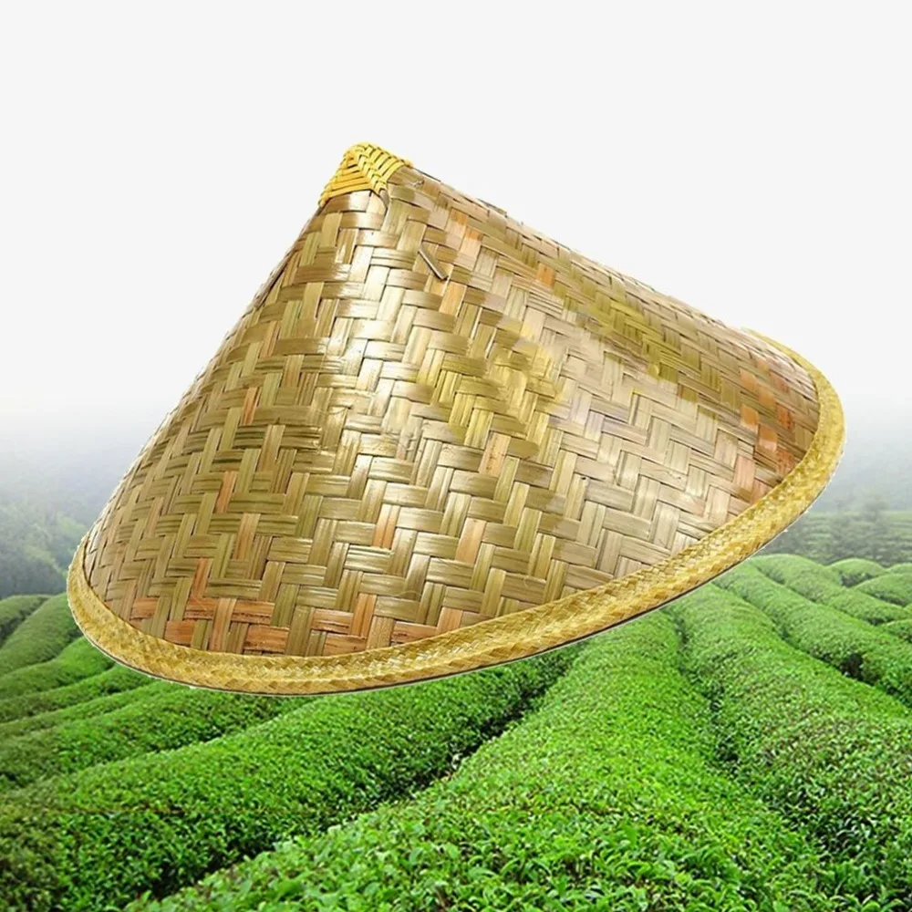 Bamboo Rattan Fisherman Hat Retro Weave Straw Hat Tourism Rain Cap Dance Props Cone Fishing Sunshade Hat
