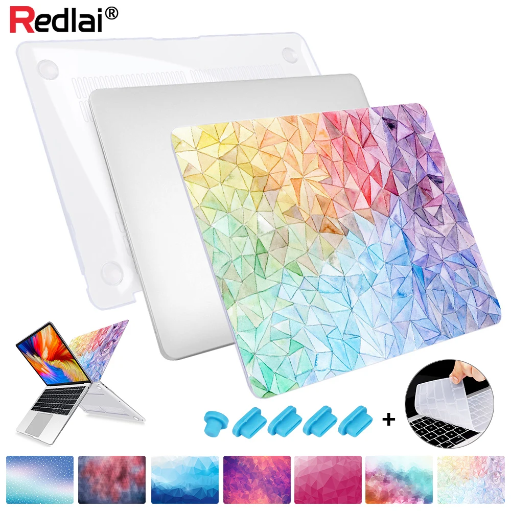 Жесткий чехол Redlai с геометрическим рисунком прозрачный для нового MacBook Air Pro 13 16