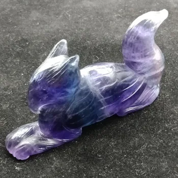 

DHXYZB 90*50mm Natural gem stone crystal animal fluorspar griffin Carving mineral reiki Healing fluorite statue decor gift