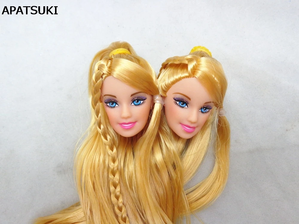 2pcs lot DIY Kids font b Toy b font Golden Hair Princess Doll Head Doll Accessories