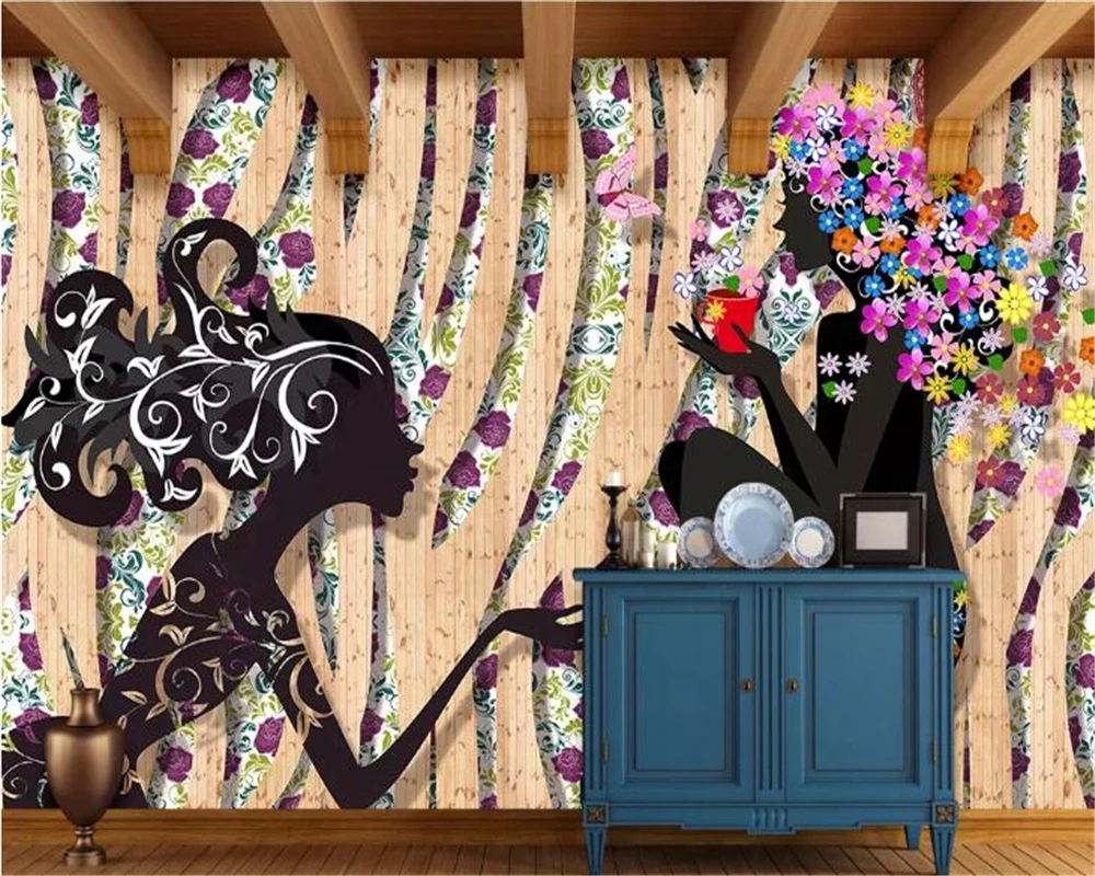 

beibehang wallpaper for walls 3 d Fashion Art Bar Hair Salon Barber Shop Beauty Shop Tooling Wall 3D Wallpaper