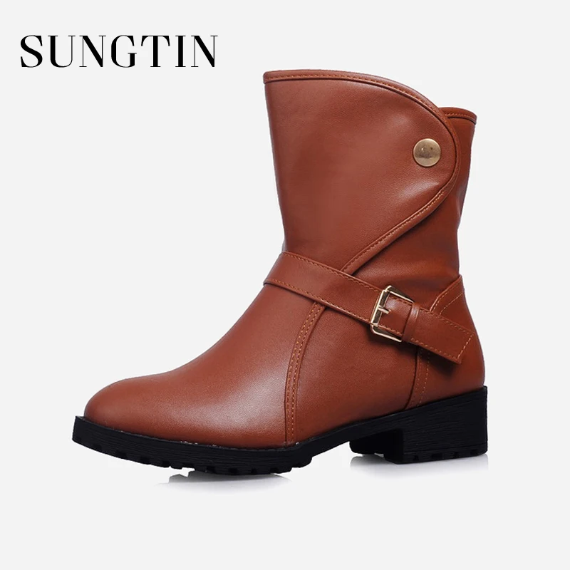 black leather flat boots ladies