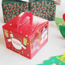 Портативные коробки для пирожных с сыром, красные коробки с Санта-Клаусом, коробки и упаковки для печенья