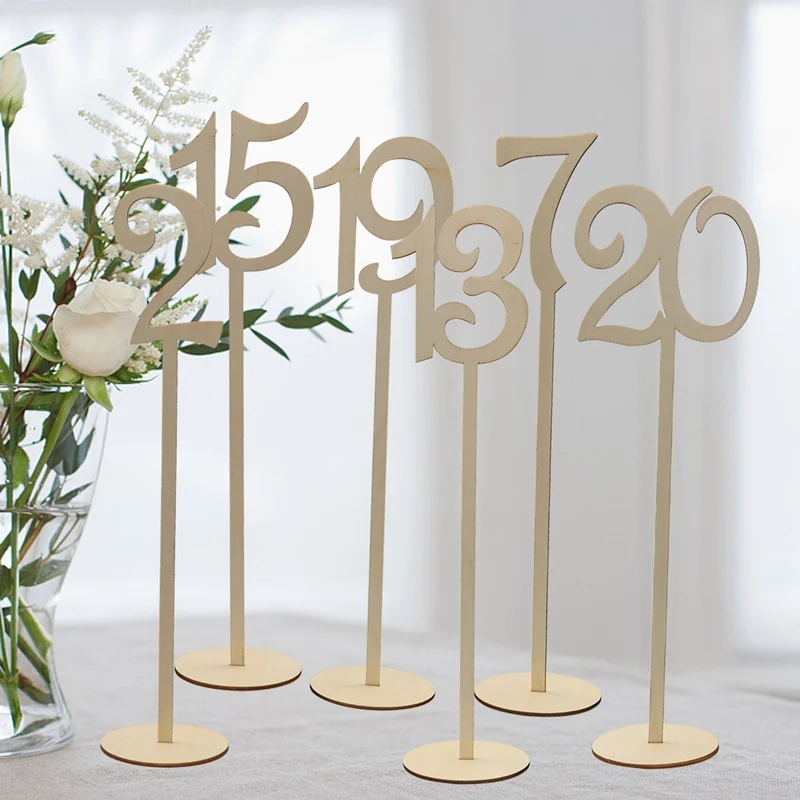 

20Pcs Number 1-20 Card Holder Seat Card Number Plate Wooden Table Numbers Holder Base For Wedding Home Party Decorations Signs