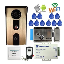 FREE SHIPPPING RFID Access Wireless Wifi Video Door Phone Intercom Outdoor Doorbell Camera for Android IOS Phone + Electric Lock