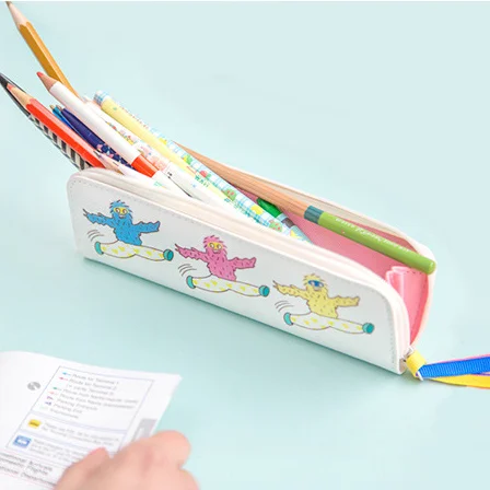 

Jamie Notes Monmon Funny Monkey Kawaii Pencil Bag Leather Zipper Bag Pencils Cases Korean Stationery For Kids School Supplies