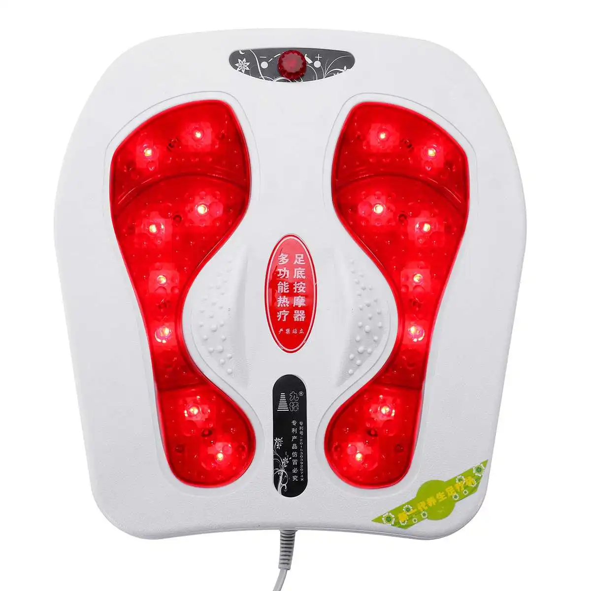 Electric Foot Massager 20W 220V Vibration Infrared Heating Magnetic therapy Spa Relax Magnetic US Plug Blood Circulation Adjust - Color: White Knob