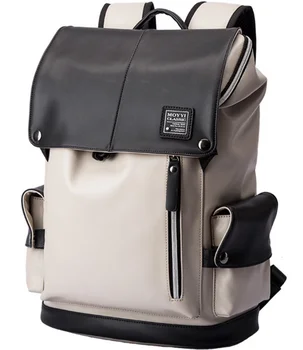 

Multi-Function Men Genuine Leather Panelled Backpacks Preppy Male Style High Capacity Travel Letter Bags Laptop Bags D623