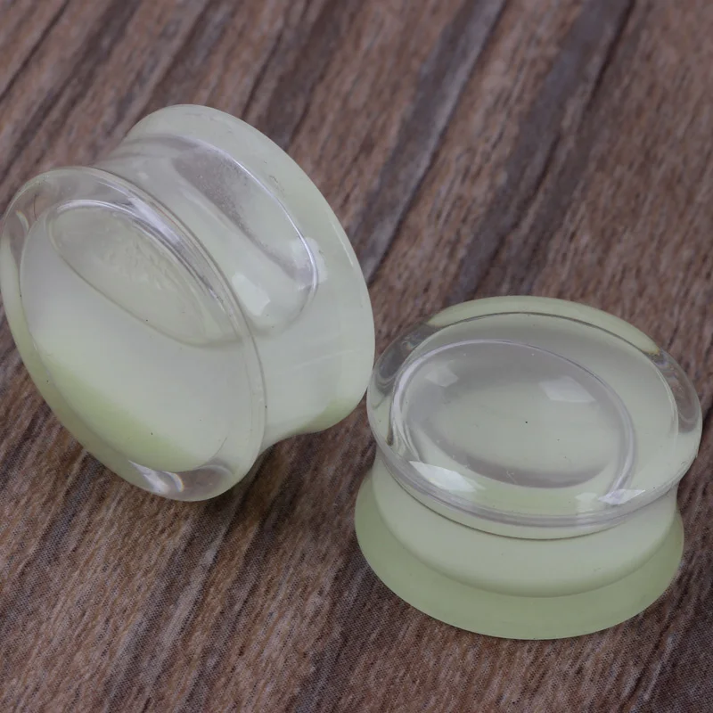 Wholesale 60pcs/lot Mix 6-16mm New Style Acrylic Body Jewelry Glow In the Dark Liquid Ear Flesh Tunnel Plug Fit Gagues