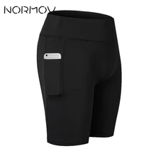 NORMOV, однотонные шорты для бега с высокой талией, женская одежда для фитнеса, шорты для йоги с карманами, женские шорты для занятий спортом, 6 цветов