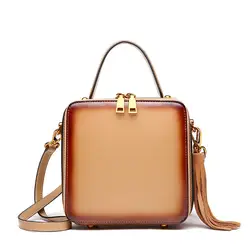 Smoreshine роскошные кожаные женские сумки женские винтажные кисточкой дизайн сумка женская на молнии Box Crossbody сумки