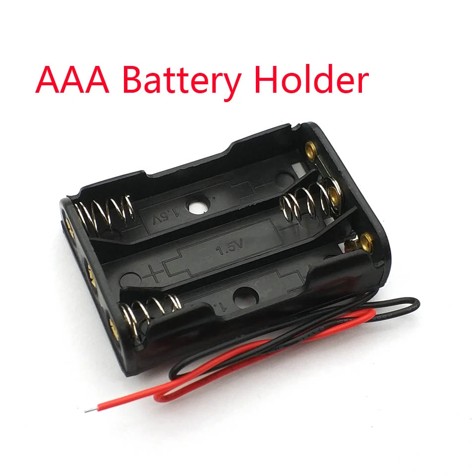 3 x AAA Battery Box Case Holder With Wire Leads Side By Side Battery