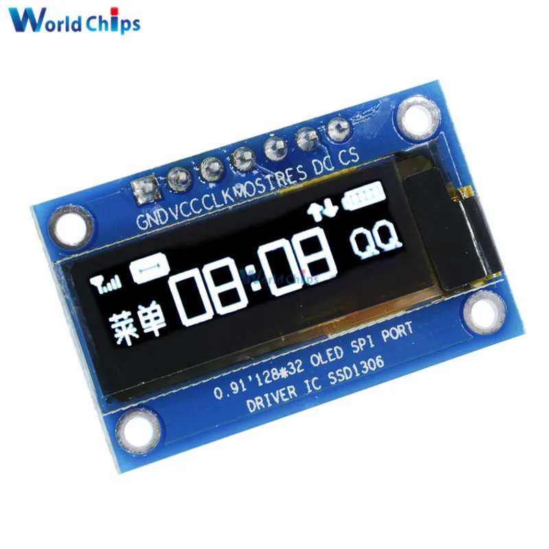 0,91 дюймов 128x32 Белый OLED ЖК-дисплей Дисплей DIY Oled модуль SSD1306 Драйвер IC для Arduino PIC SPI Порты и разъёмы DC 3,3 В-5 В