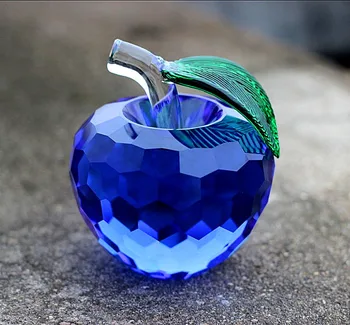 

1PC Modern 3D Crystal Paperweights Glaze for Apple Figurine Ornaments Crystal Crafts Office Desktop Decor LH 006