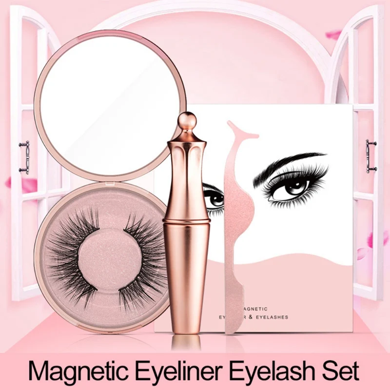 

Magnetic eyeliner with Magnetic Fake eyelashes kit waterproof long lasting eyeliner false eyelashes custom packaging Box