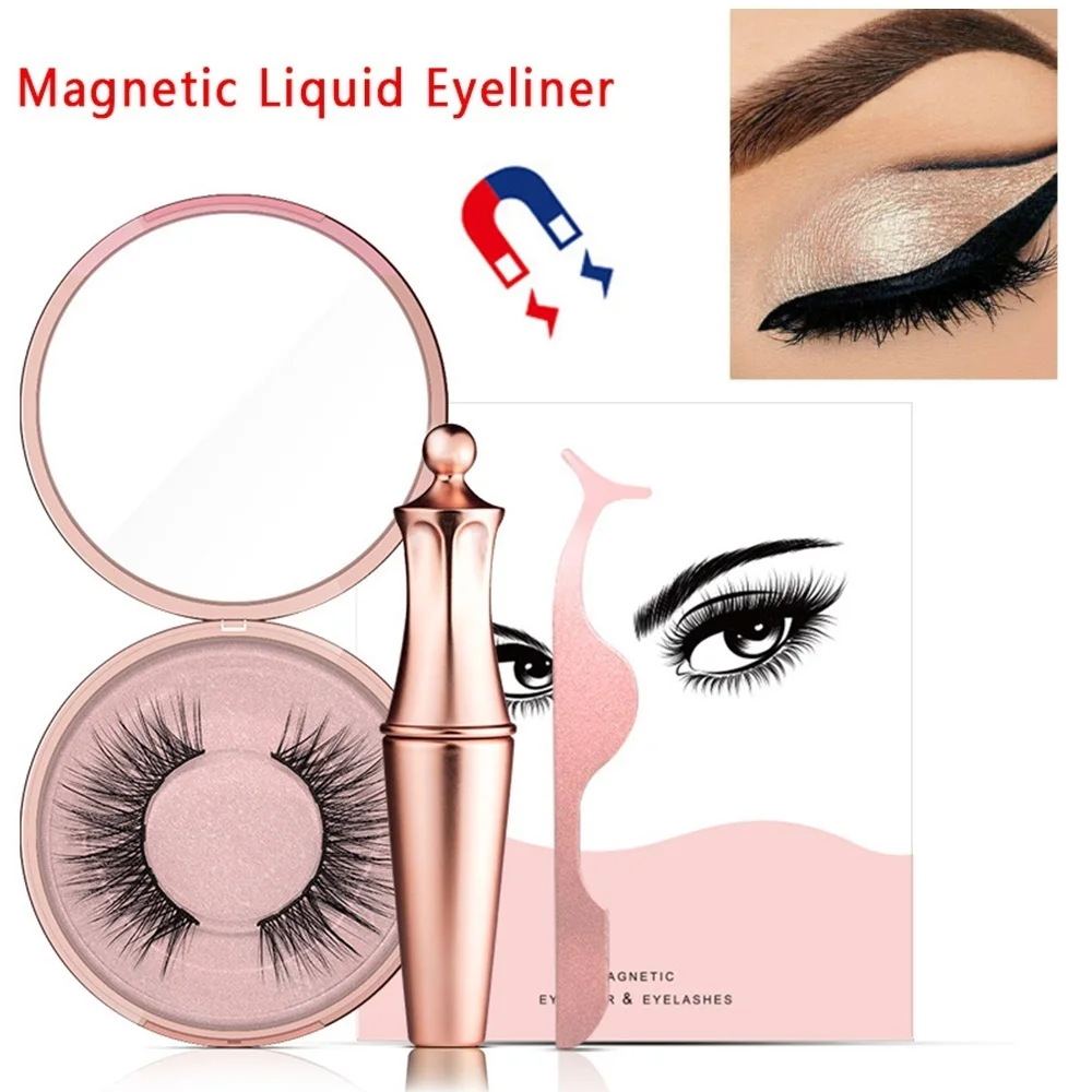 

NEW 4ML Liquid Black Magnetic Eyeliner + False Eyelashes + Tweezers Set Waterproof Fast Dry Comfortable Easy To Wear Tool TSLM1