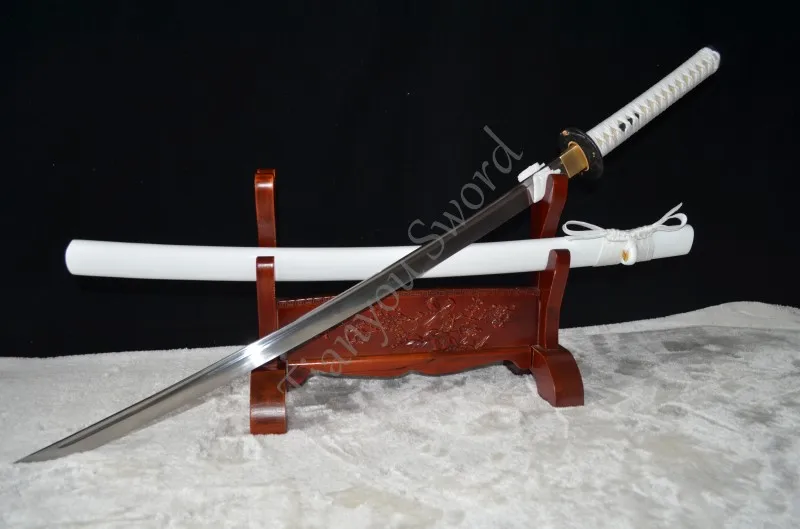 

Full Tang 1060 High Carbon Steel Katana Japanese Samurai Sword accept customized fitting optional real sharp white saya