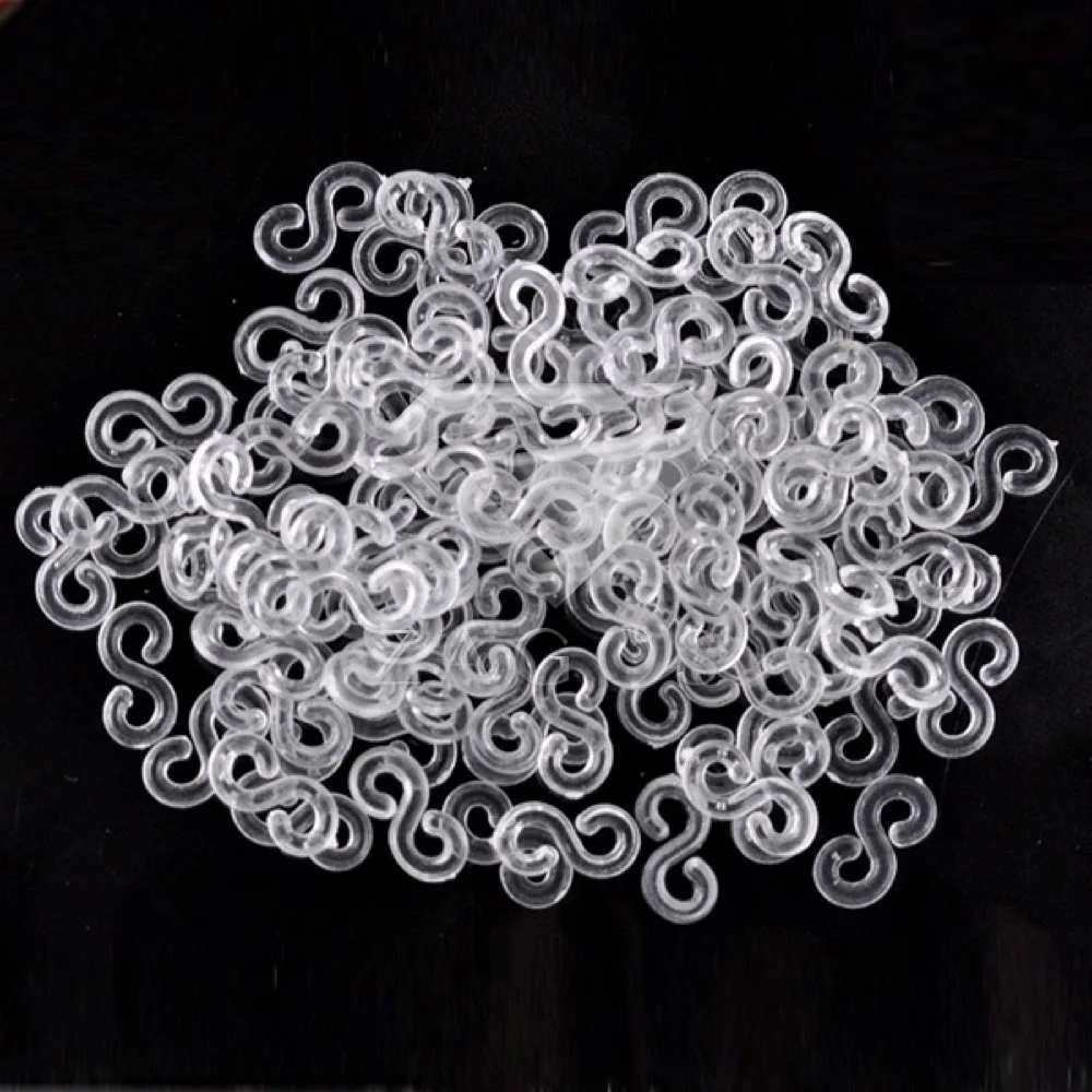 100Pcs Silicone Loom Rubber Bands S Clips DIY Carft Bracelet Wholesale