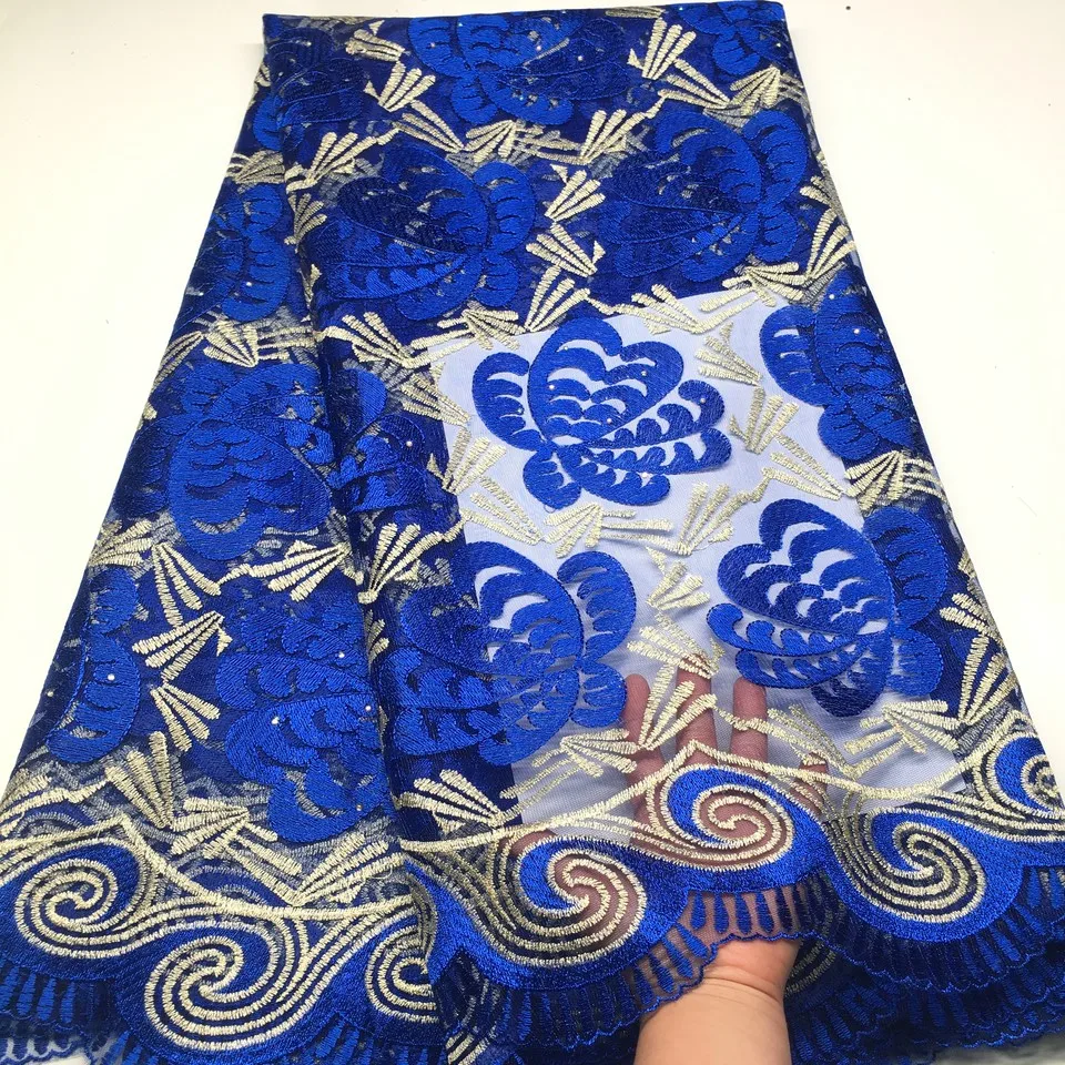 

blue african lace fabrics 5yard white guipure lace fabric 2019 high quality african cord lace fabric for wedding dresses K-HX02X